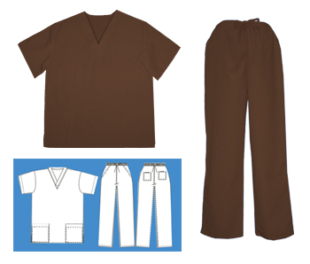 Two Piece Scrub Suit - Chocolate